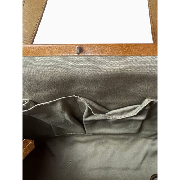 VTG Isabella Fiore Starry Safari Wanda Beaded Satchel Handbag Leather Canvas - Picture 4 of 13